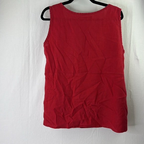 Flax Red Sleeveless Tank Top Classic Design - Picture 2 of 12
